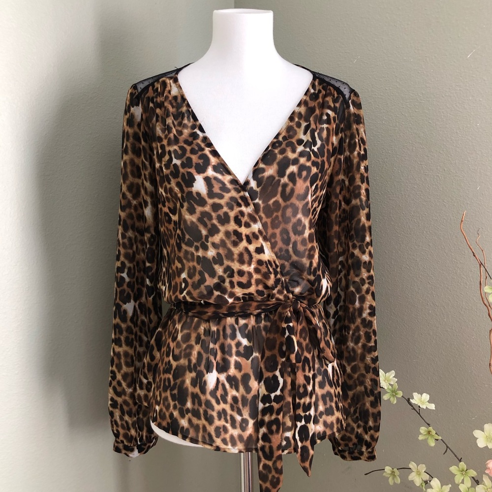Express Leopard Print and Lace Blouse